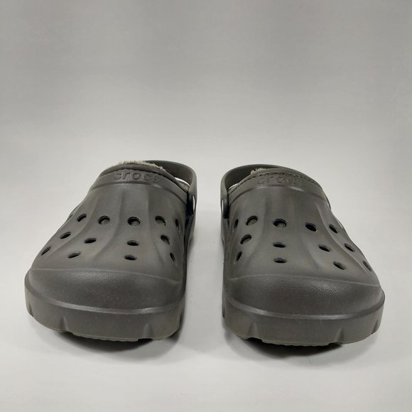 Crocs Mens 10 Womens 12 Clogs Brown Faux Fur Lined Casual Comfort Slip On Shoes - Picture 7 of 9